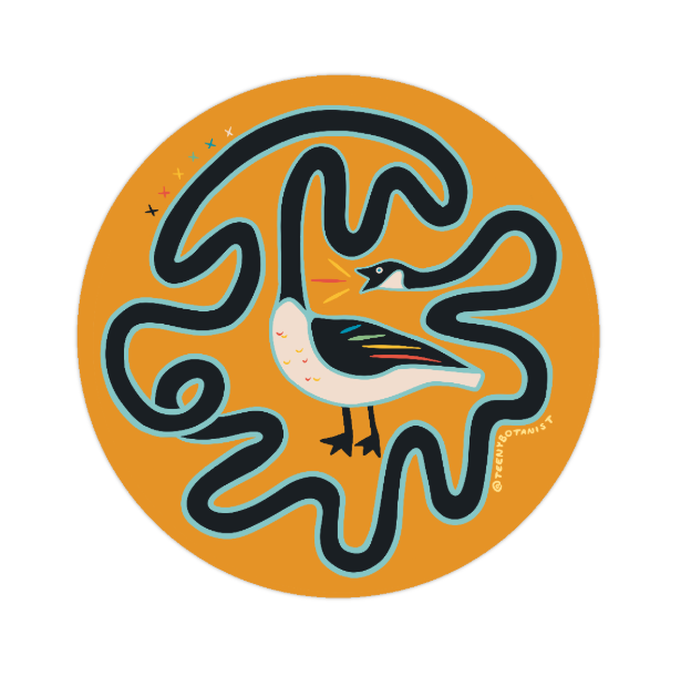 Loosey Goosey sticker by Teenybotanist, close-up of the design