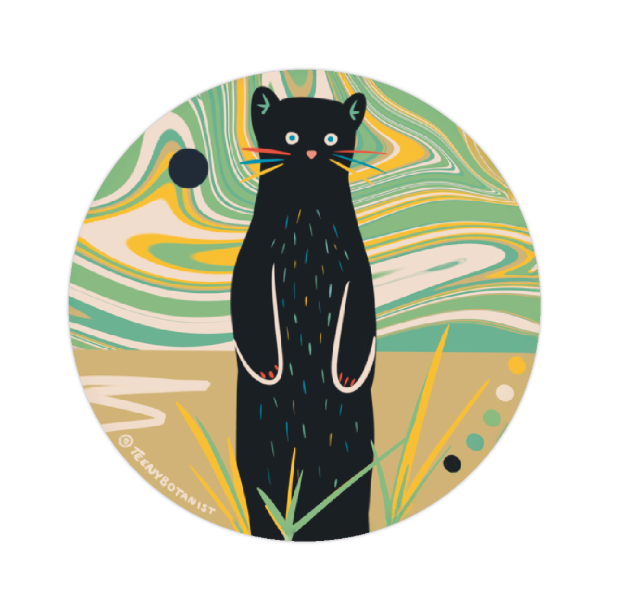 Wild Cutie pine marten sticker by Teenybotanist, close-up of the design