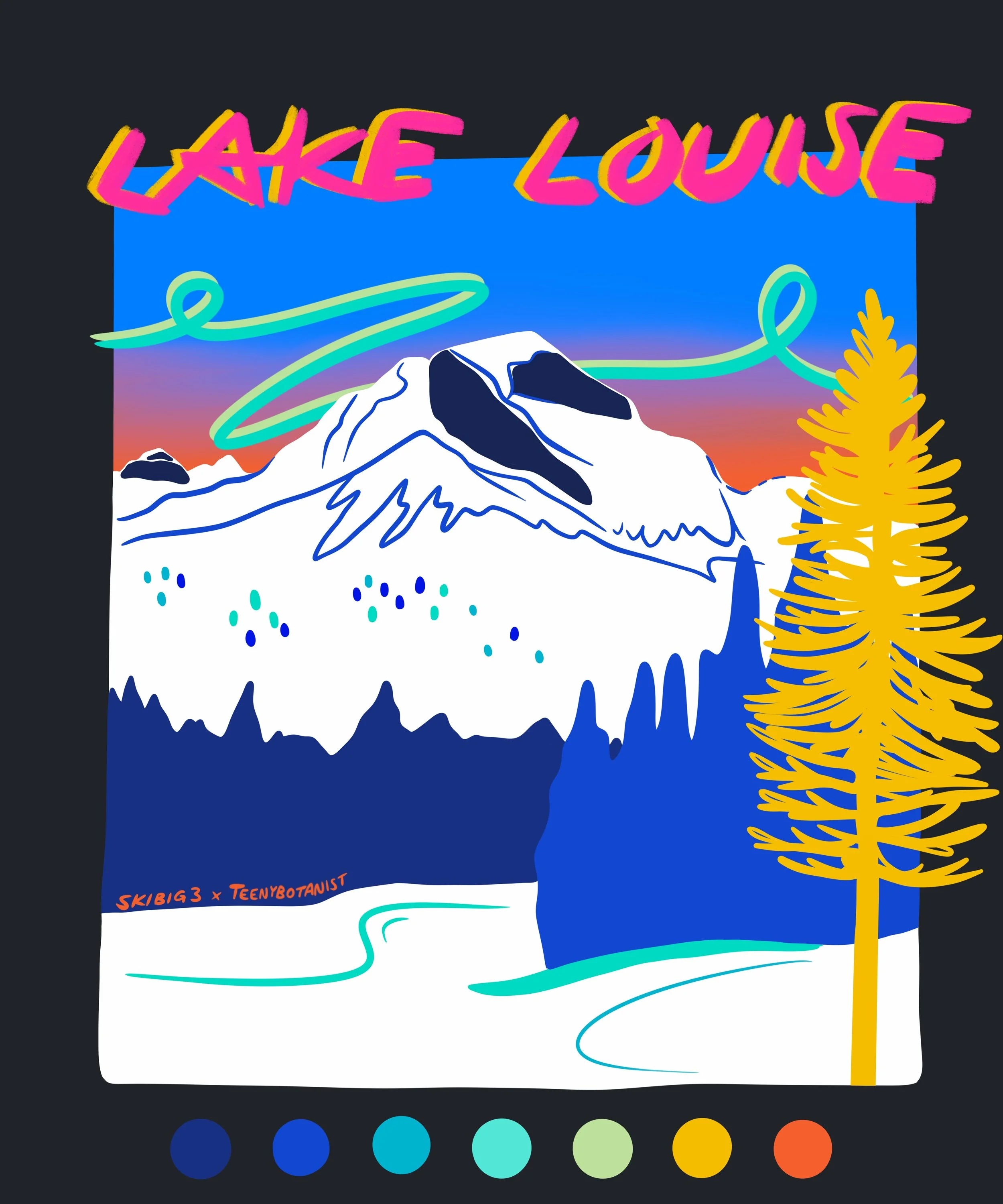 Lake Louise tee design by Teenybotanist for SkiBig3