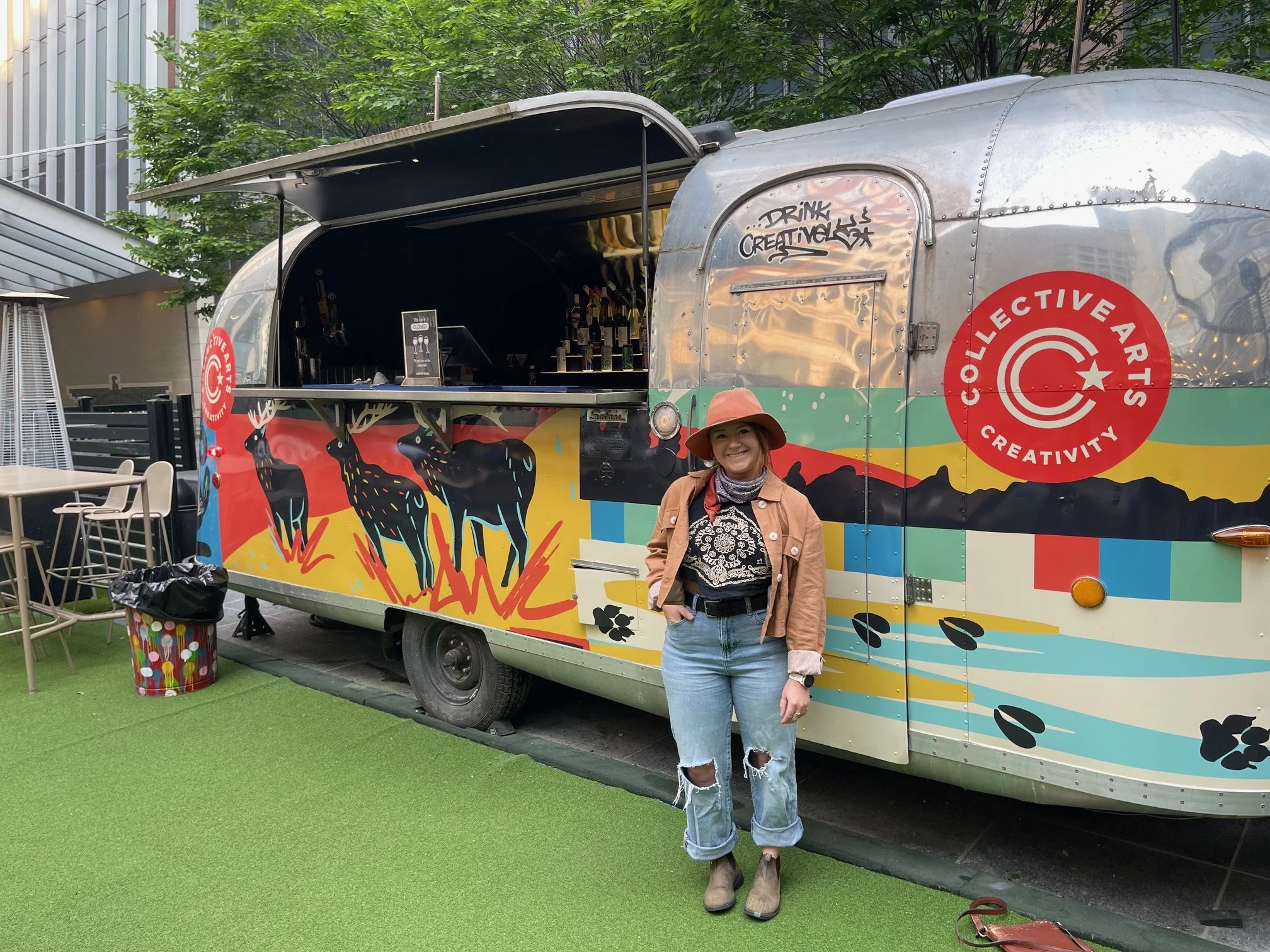Teenybotanist beside the Collective Arts Airstream