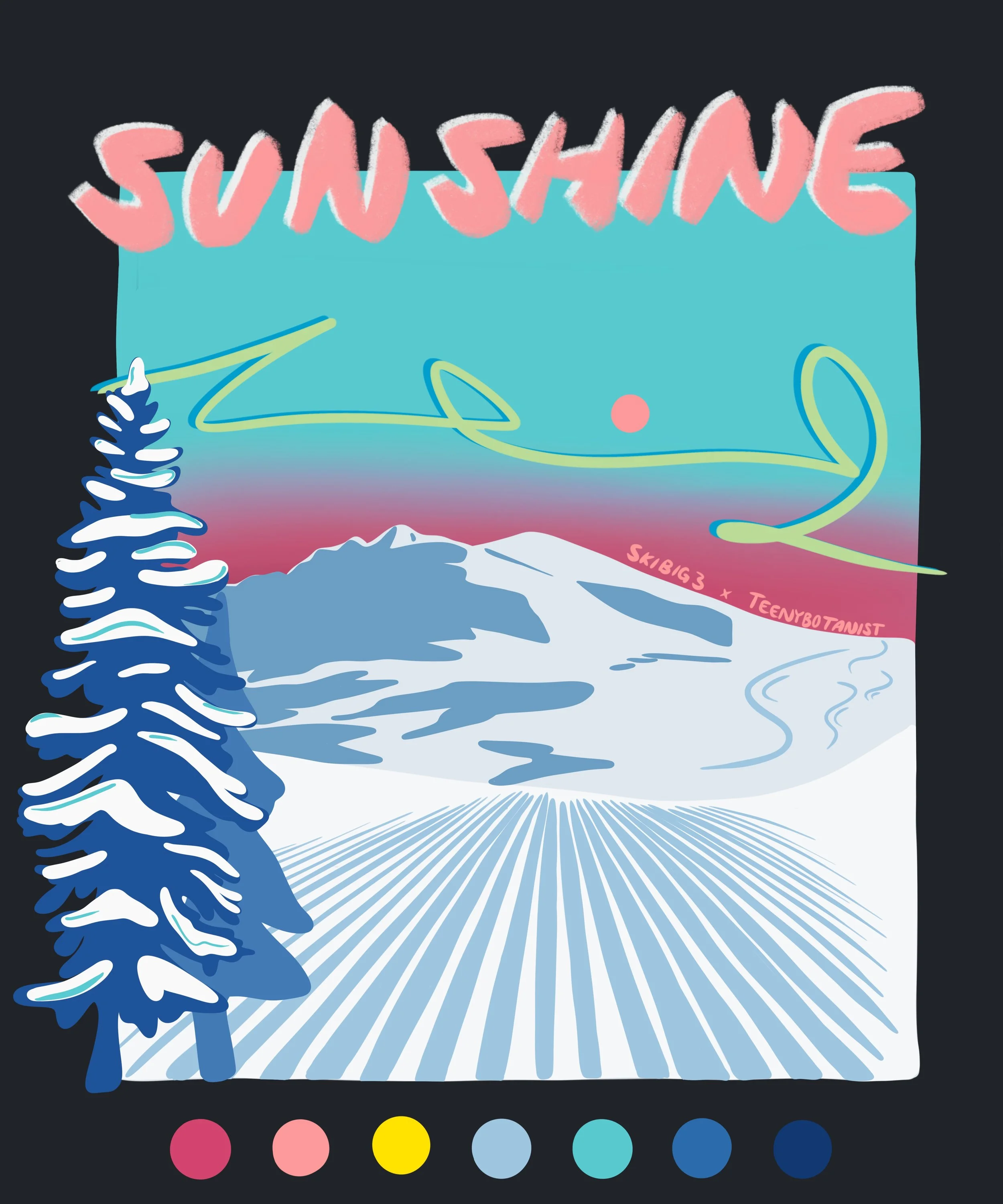 Sunshine Village tee design by Teenybotanist for SkiBig3