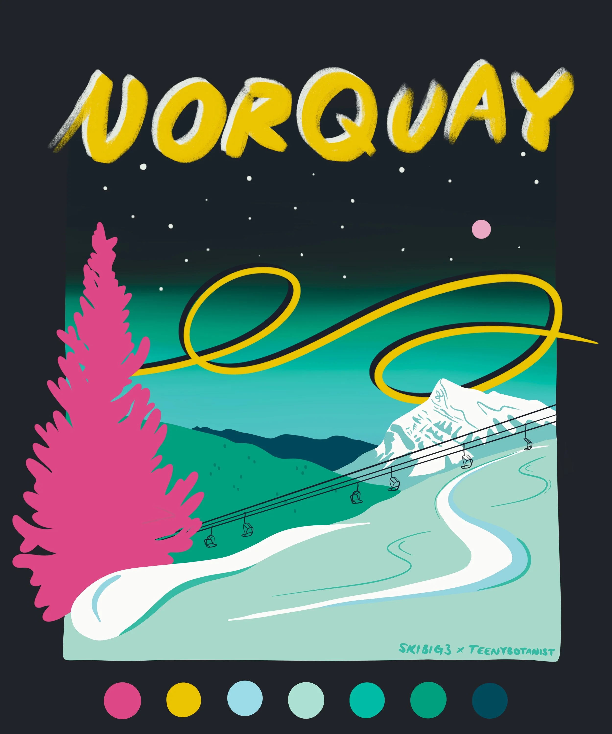 Norquay tee design by Teenybotanist for SkiBig3