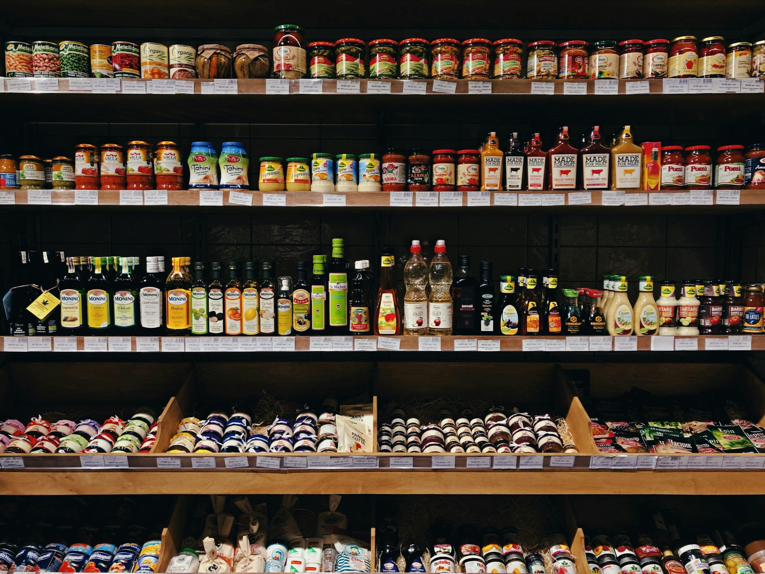 grocery shelf with sauces