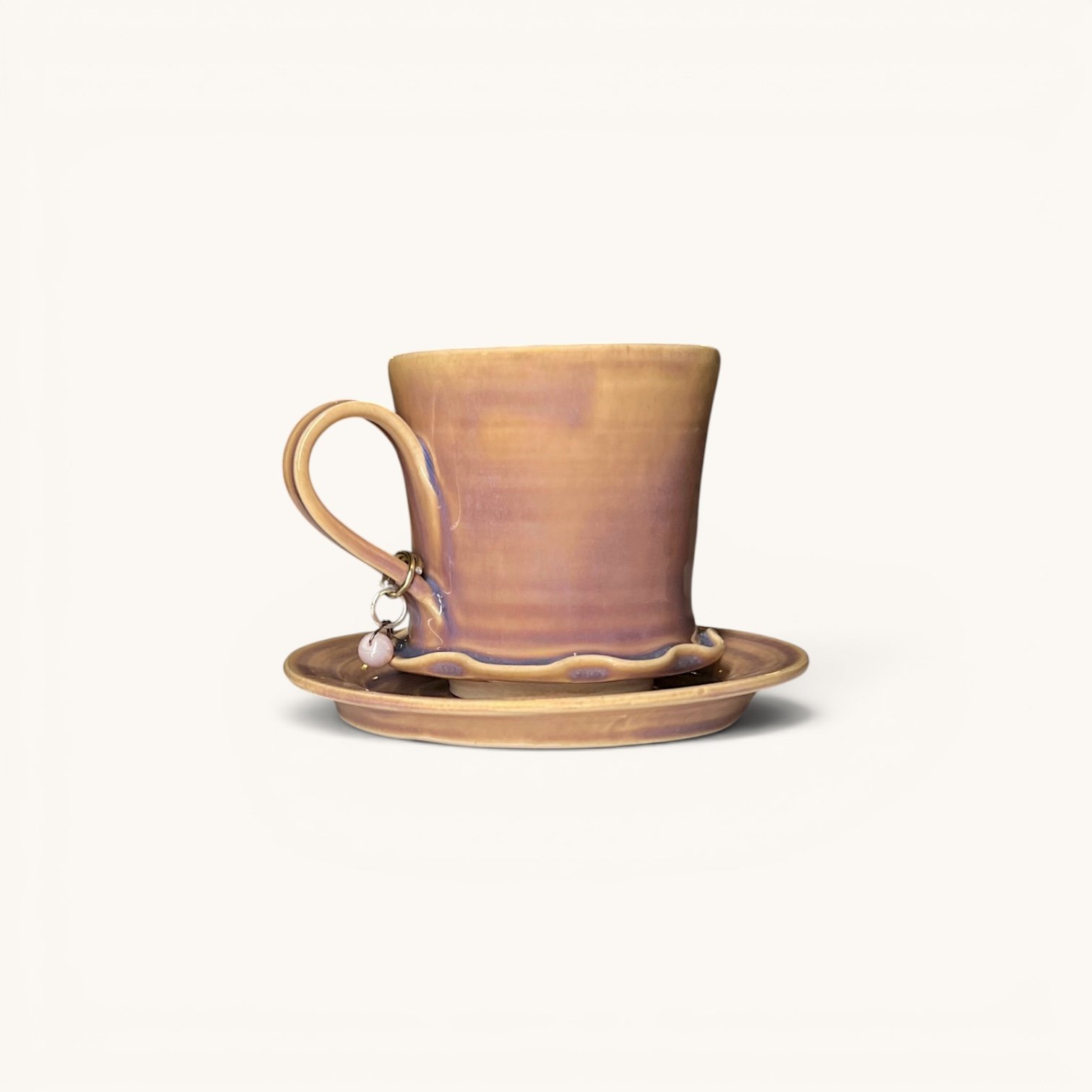 Hyacinth Skirt Mug with Saucer & Pearl Charm