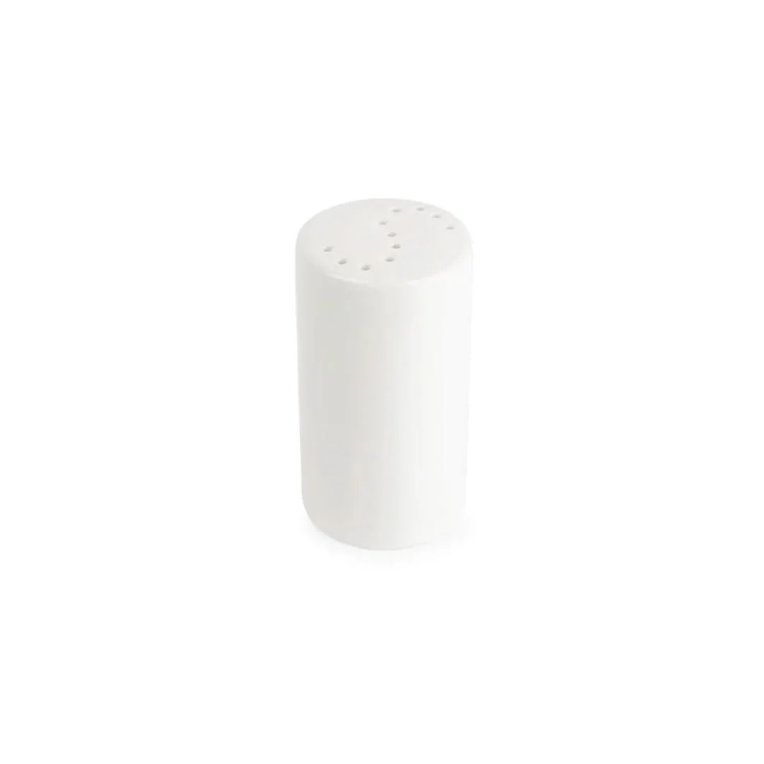White salt and pepper shaker for tabletop seasoning