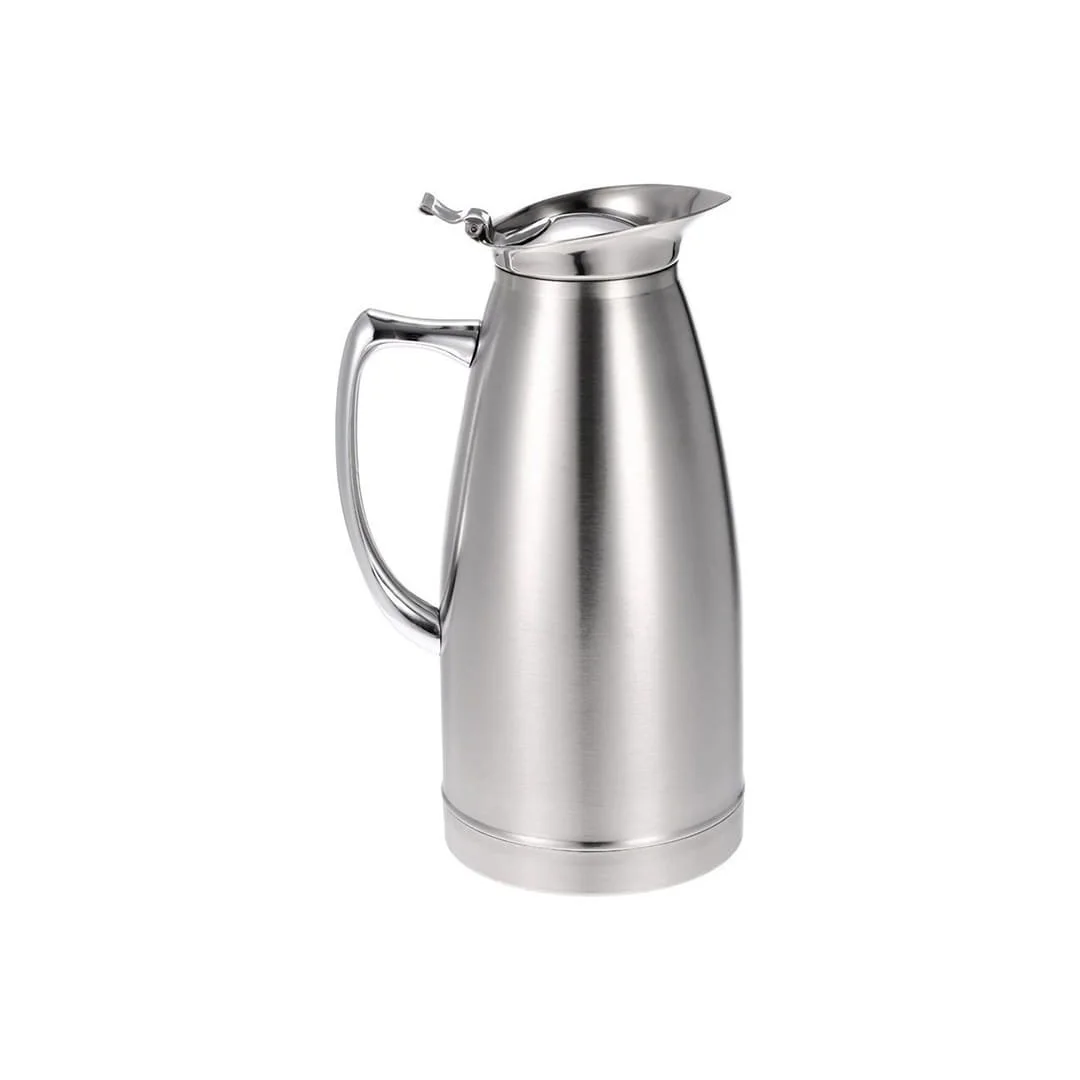 Insulated coffee flask with lid and handle for hot drink service at events