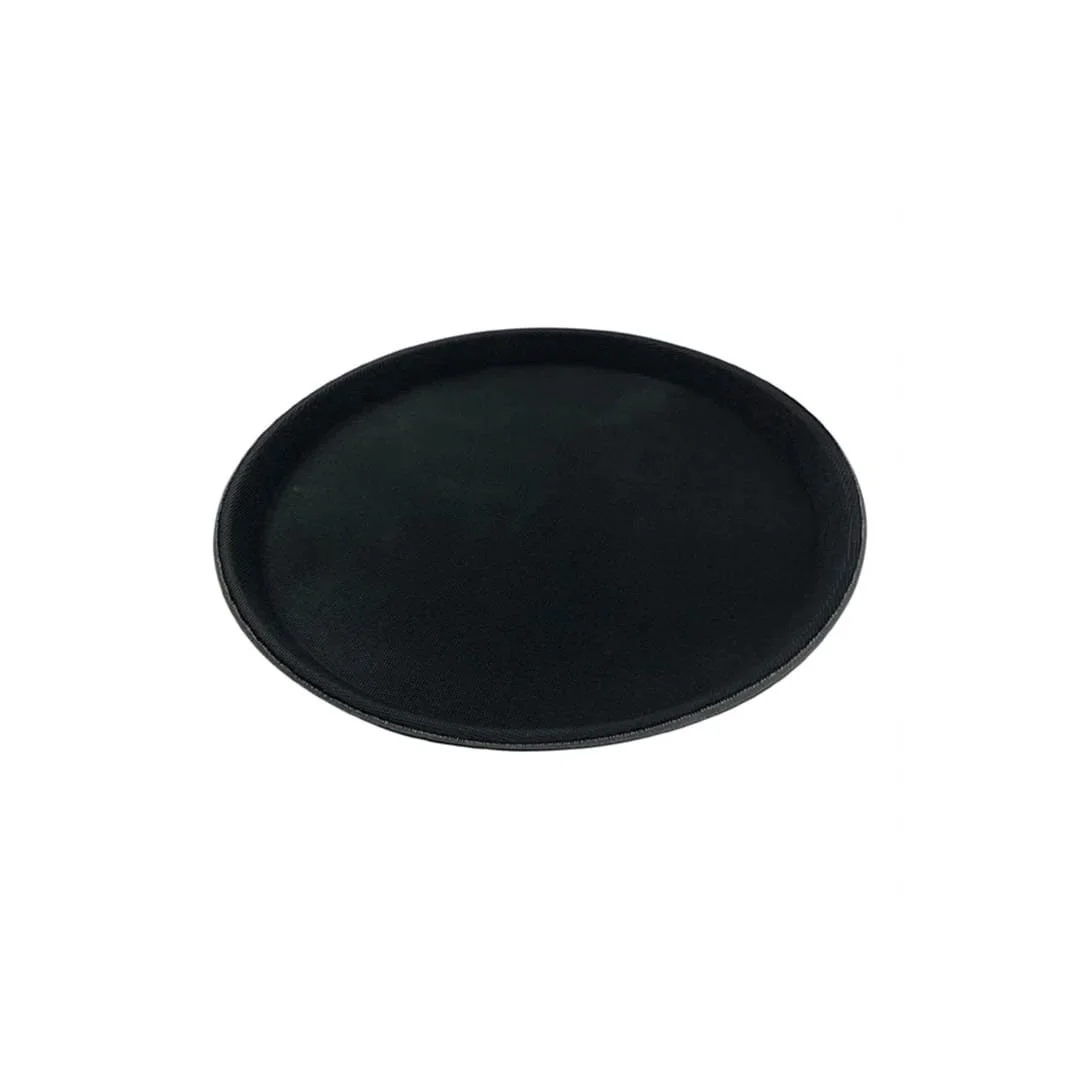 Round black bar serving tray for drinks service