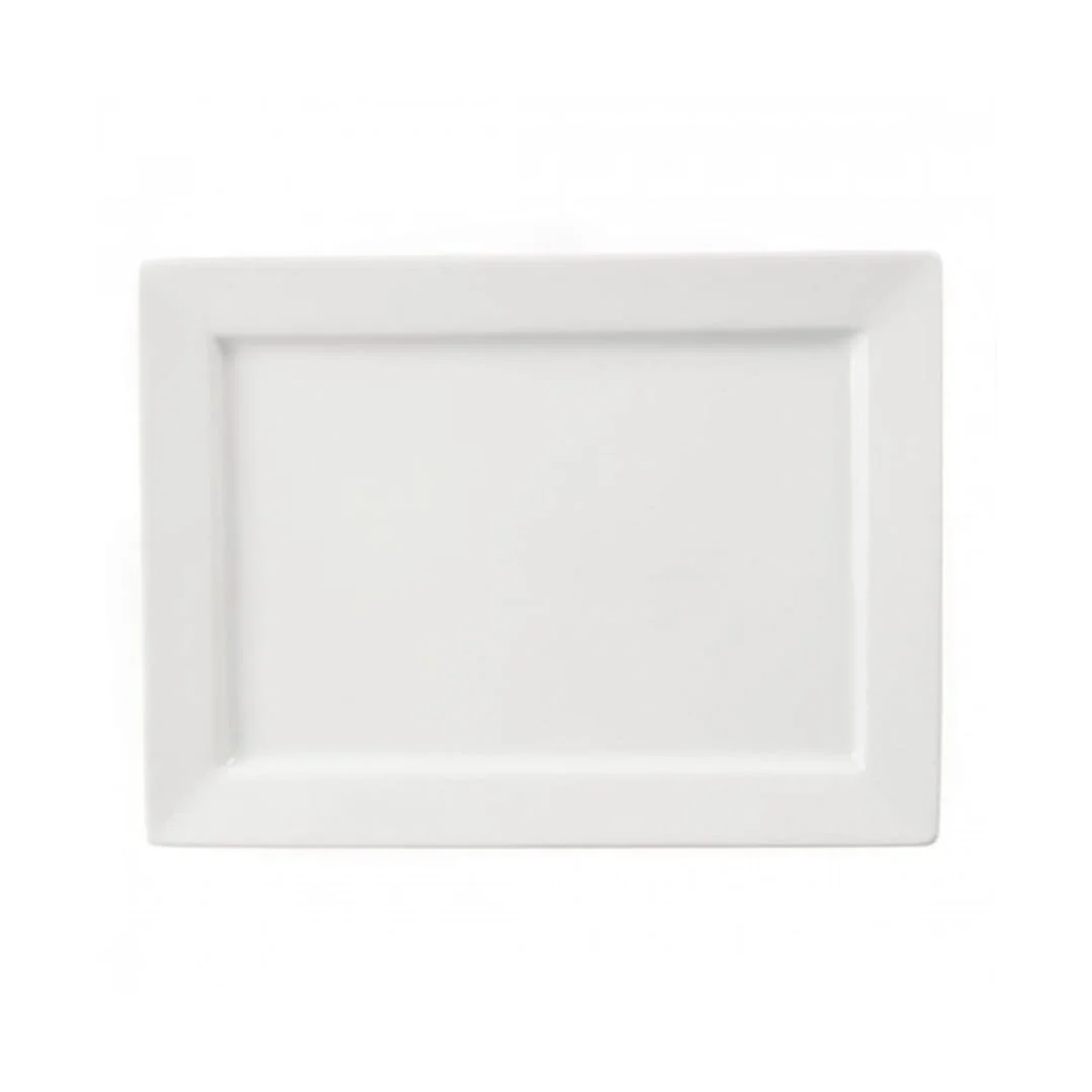 White rectangular serving platter for buffet and table presentation