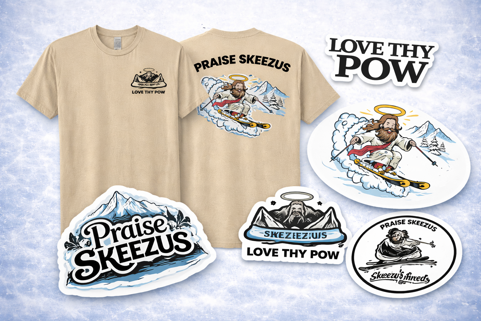 THE ALL POWDER-FUL TEE + STICKER BUNDLE