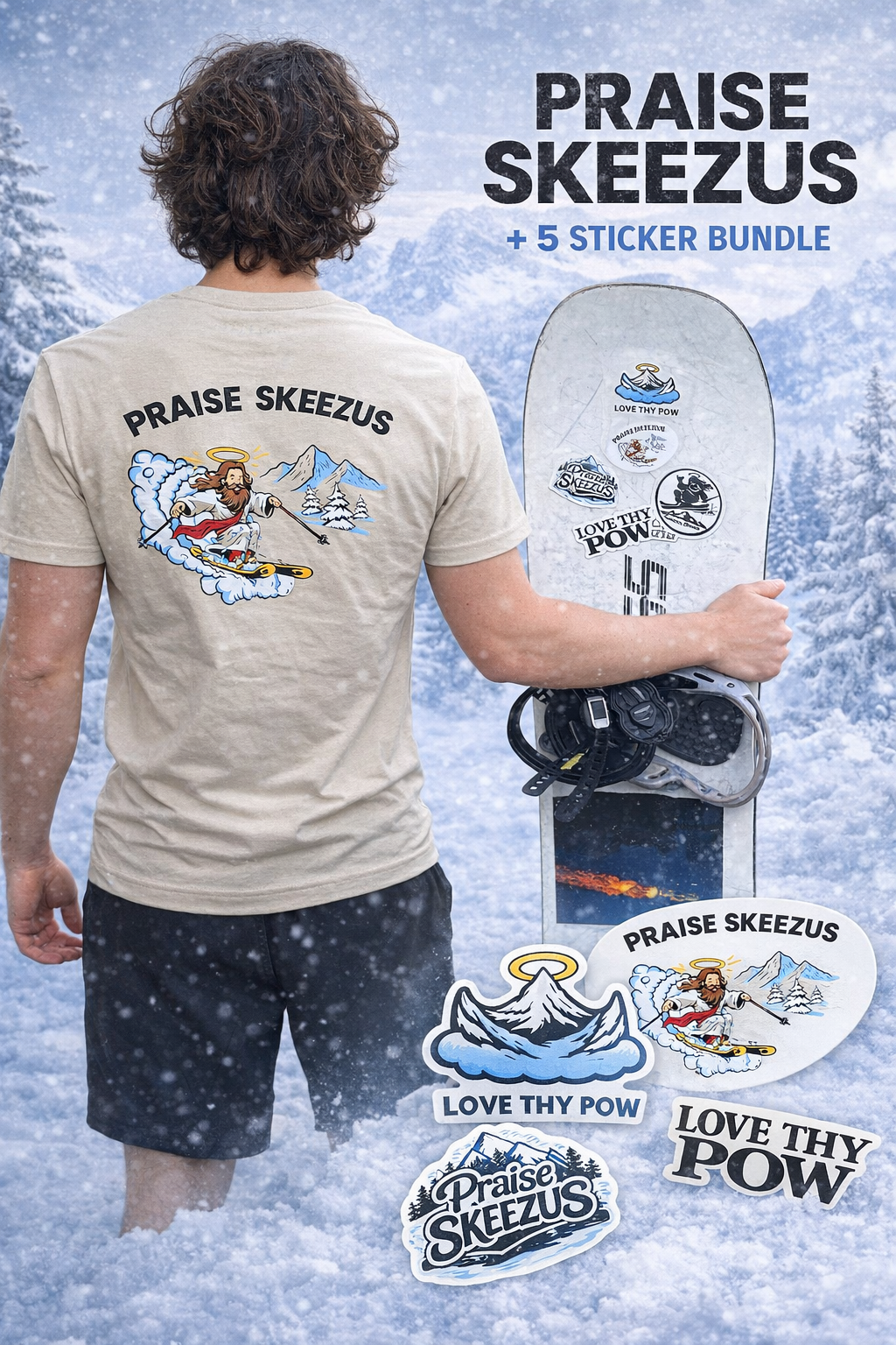THE ALL POWDER-FUL TEE + STICKER BUNDLE