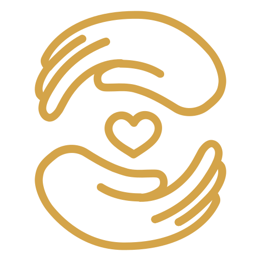 Gold line drawing of a stylized letter C with a heart in the middle, on a black background.