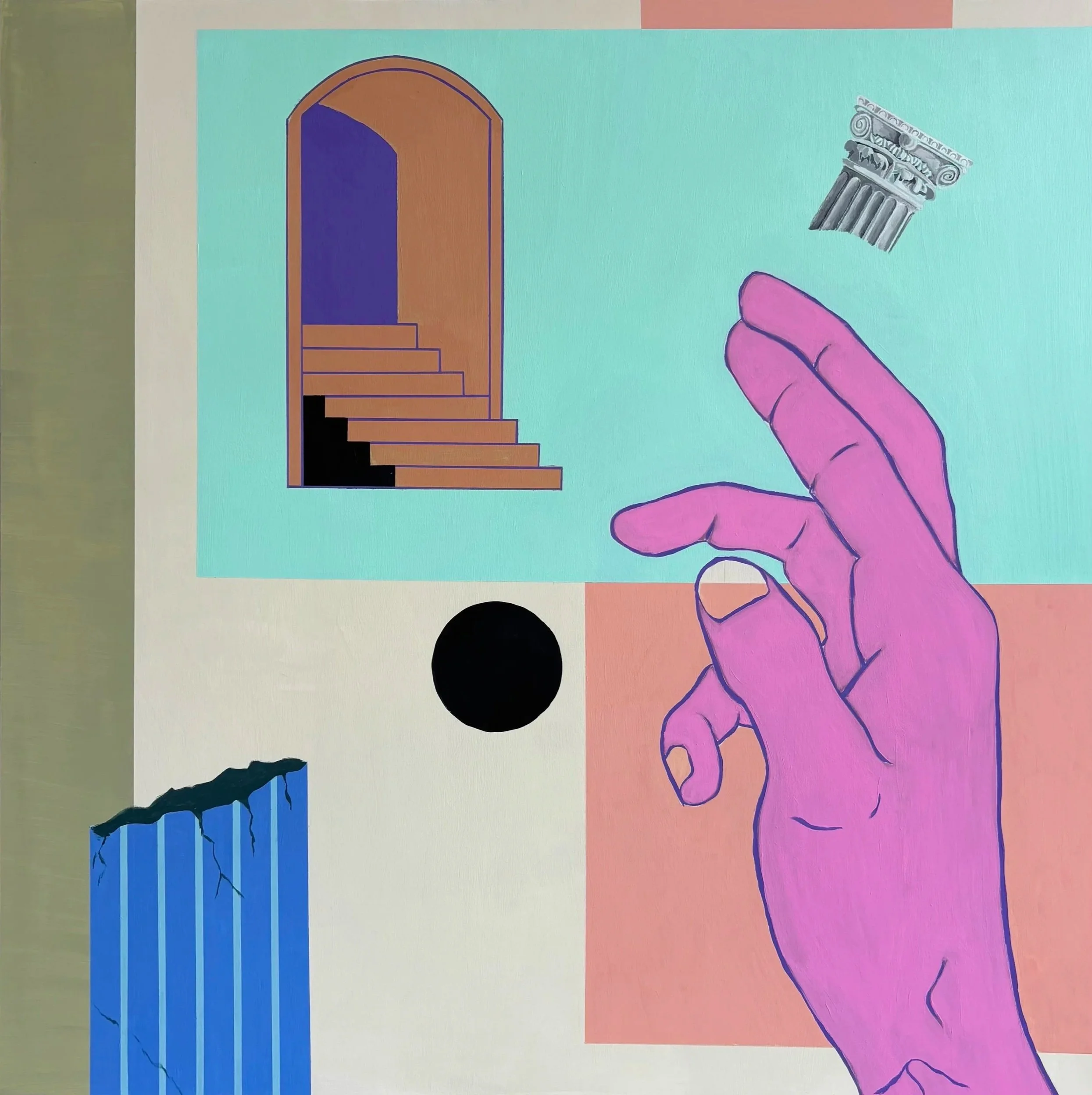 "A HOLD UP" 36X36", ACRYLIC AND RESIN ON PANEL