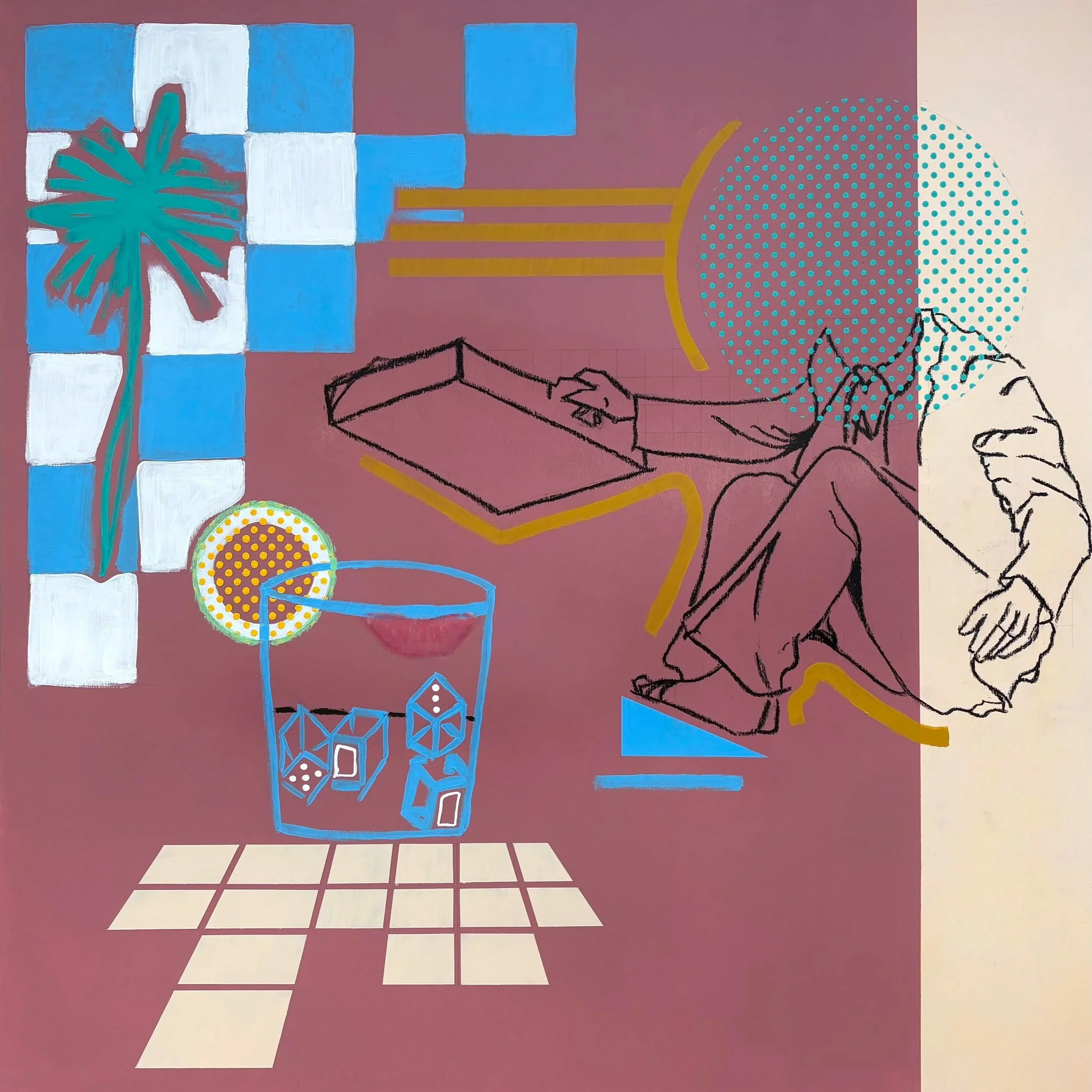 "JACK'S A DULL BOY", 40X40", ACRYLIC AND RESIN ON PANEL