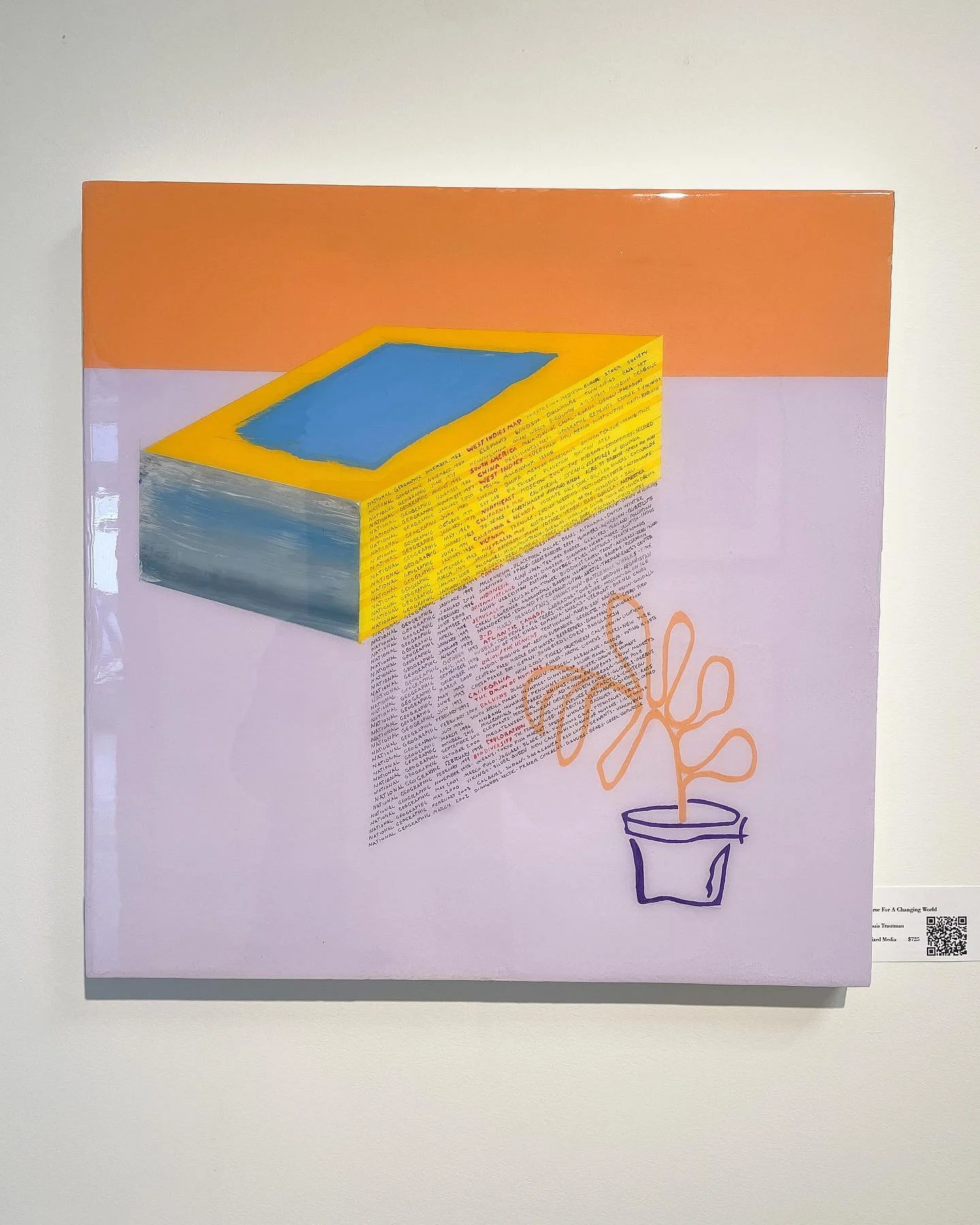 &ldquo;Verses  For A Changing World&rdquo;
20x20
For &ldquo;Noctalgia&rdquo;
On display until March 15 at Elevation Gallery Canmore

A stack of National Geographic magazines depicted as they seem to always be. Never alone. It is for this reason I ten