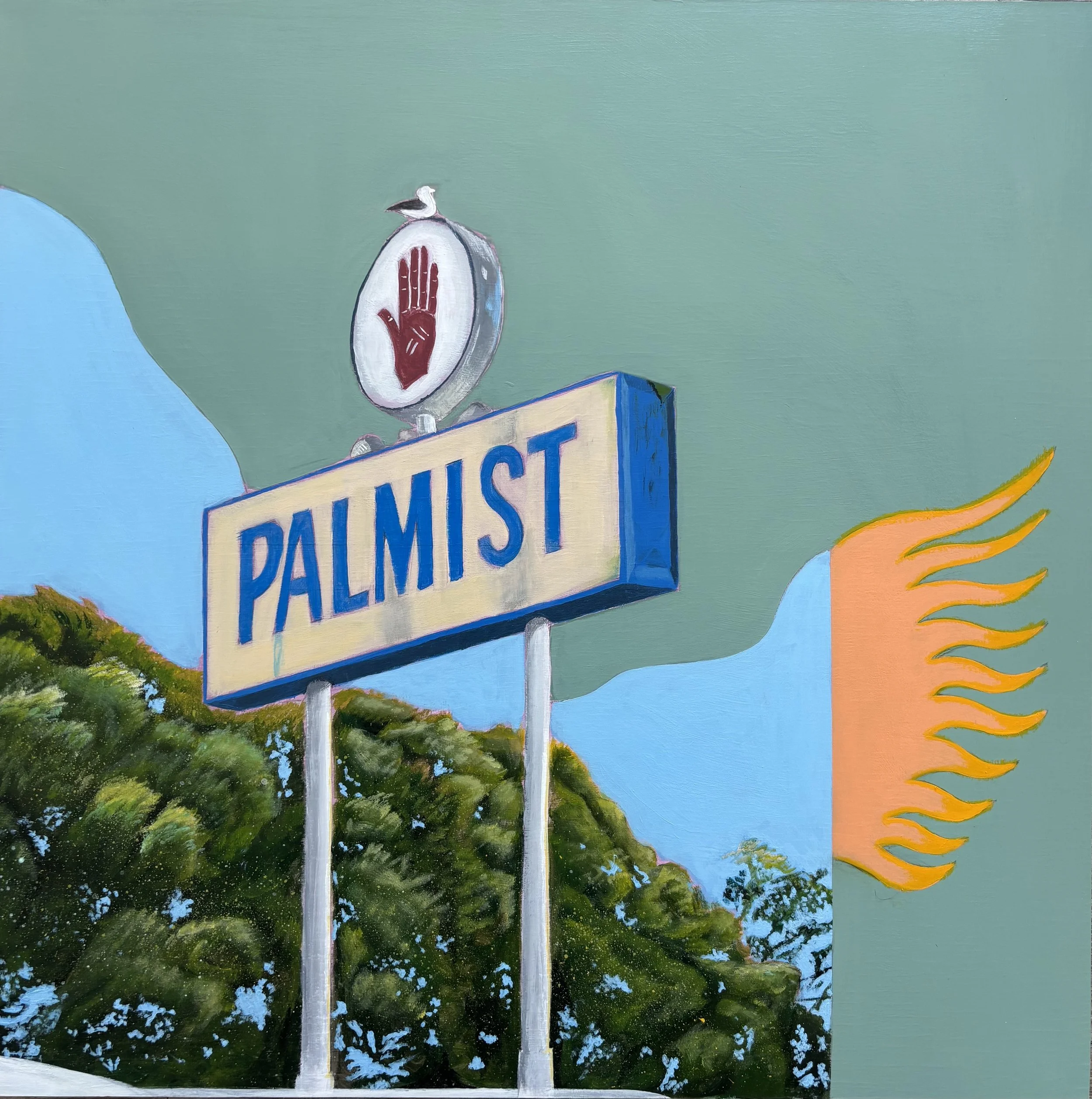 "PALMIST" 24X24", ACRYLIC AND RESIN ON PANEL