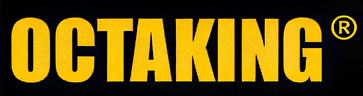 Text reading "OCTAKING" in bold yellow letters on a black background.
