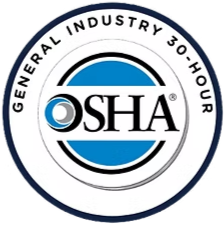 OSHA safety certification badge with the text 'General Industry 30-Hour'