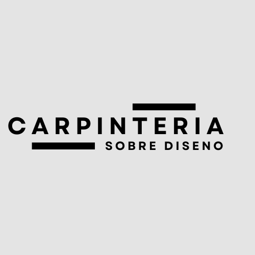 Logo with the word 'CARPINTERIA' in bold black letters, with a black bar above the 'I' and a black bar below the 'I', and the phrase 'SOBRE DISENO' in smaller black letters beneath 'CARPINTERIA'.