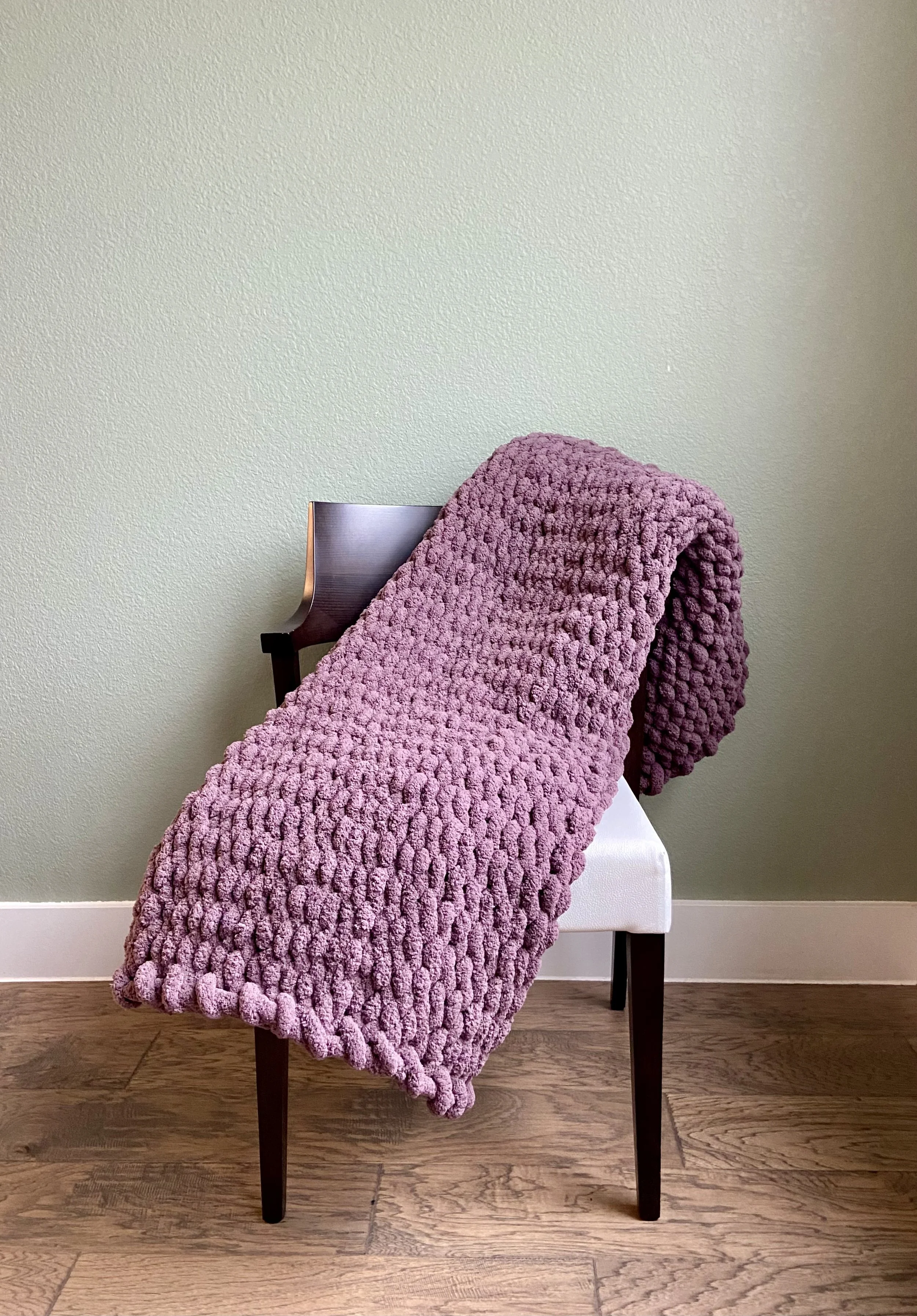 Purple Hand Knit Chunky Blanket