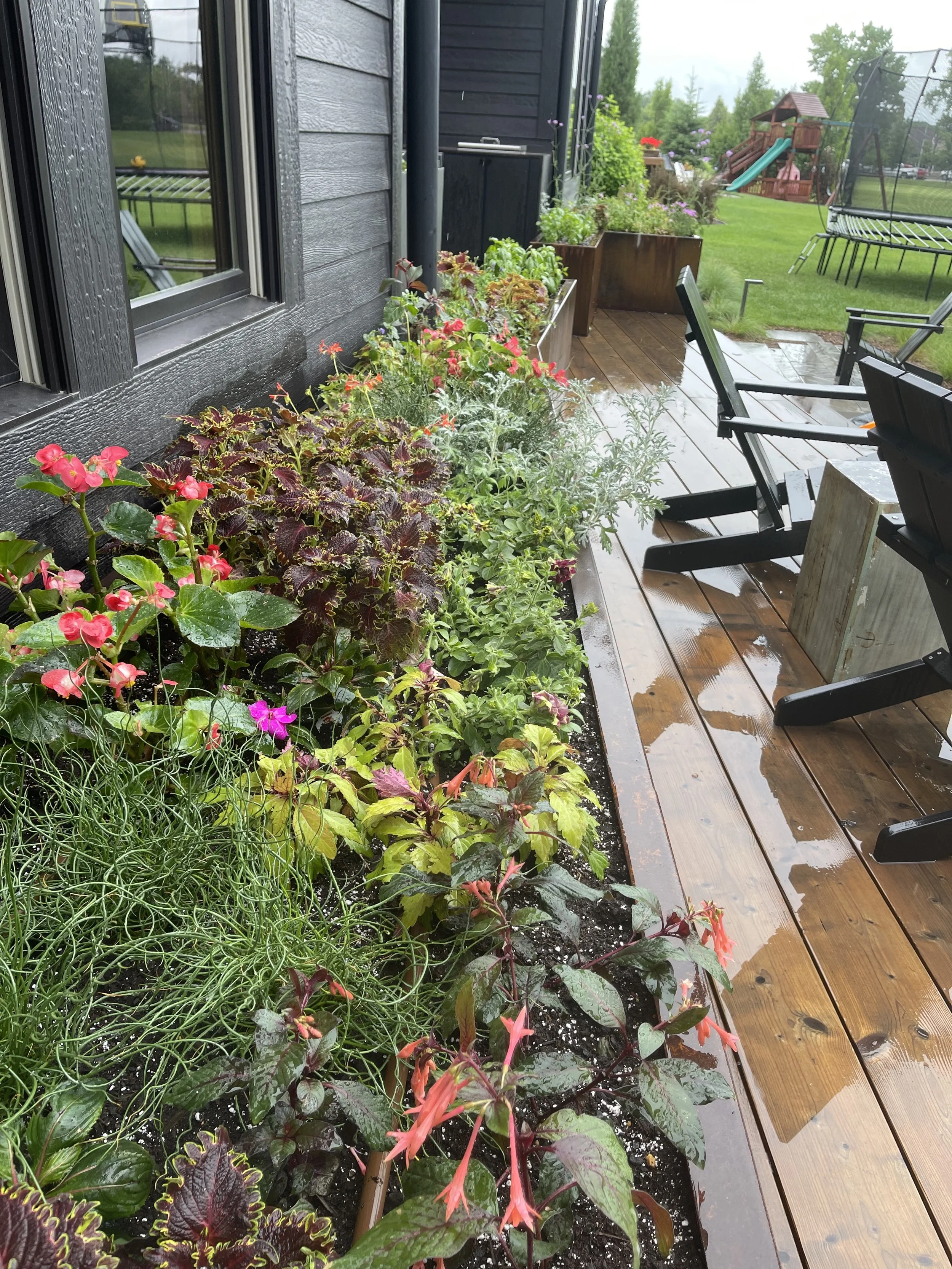 Backyard fun textures and color combinations to work with the property's style