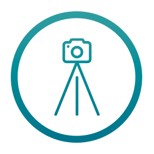 Icon of a camera on a tripod inside a circle