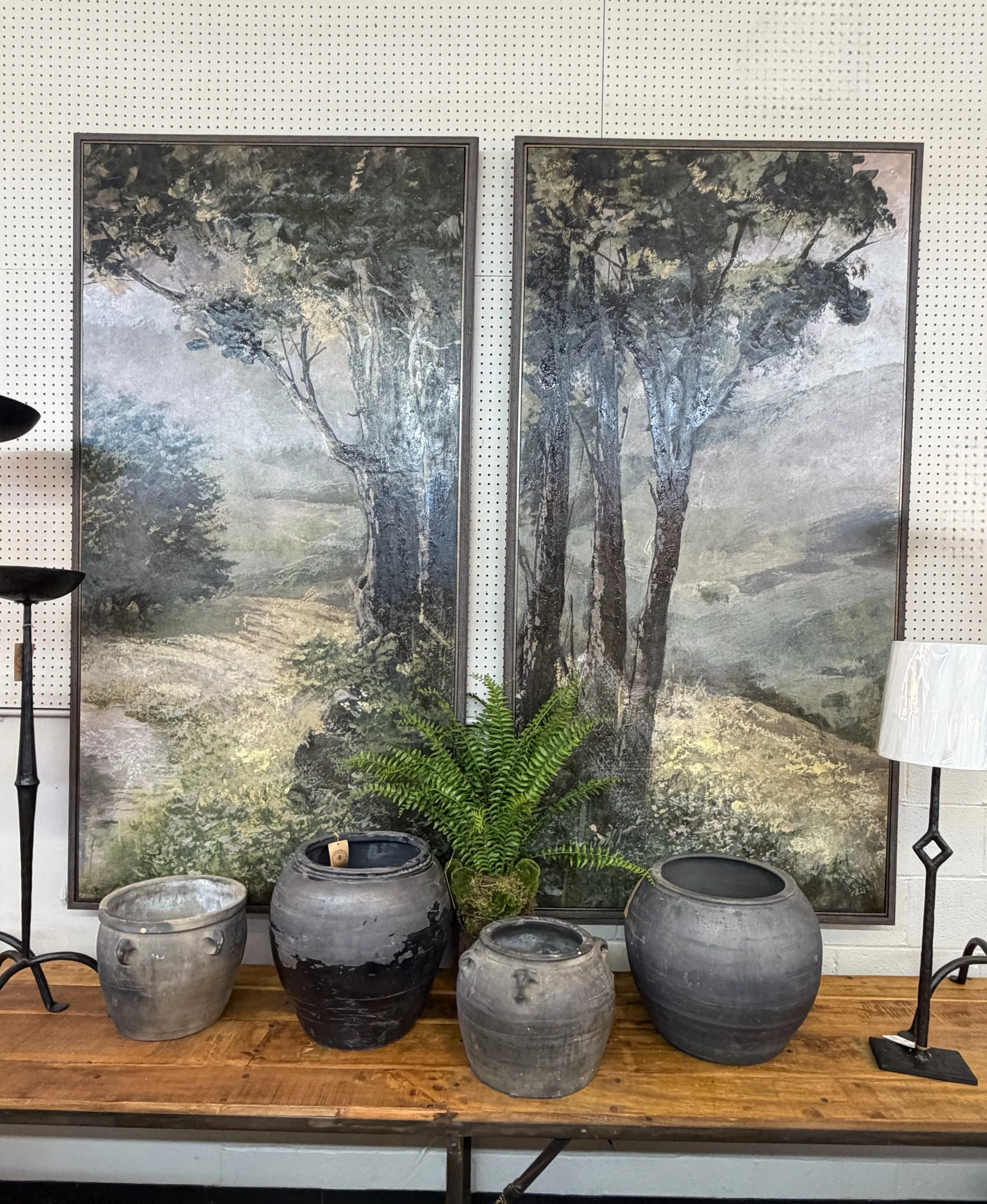 some pieces don&rsquo;t just fill a wall&hellip; they change the entire feel of the room.
these oversized landscape panels just hit the floor! moody tones, layered texture, and the kind of scale that makes a statement the second you walk in.
and if y