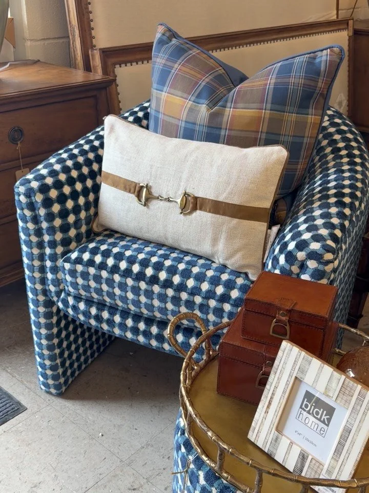 Right when you walk through our front door, this is what you&rsquo;ll see. 😉 New art, accent chairs, pillows, and a king-size bed crafted from performance fabric and mango wood&mdash;complete with matching nightstands and a dresser. Come see this be
