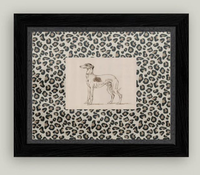 Greyhound Elegance Art with Cheetah Background - 9x7
