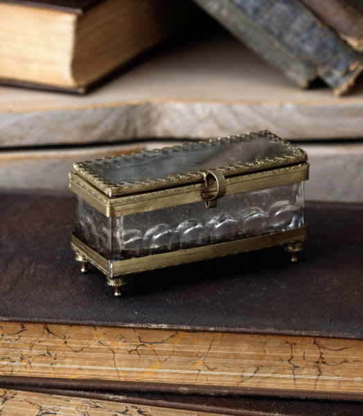Vintage Rectangular Mirrored Box with Brass Detailing