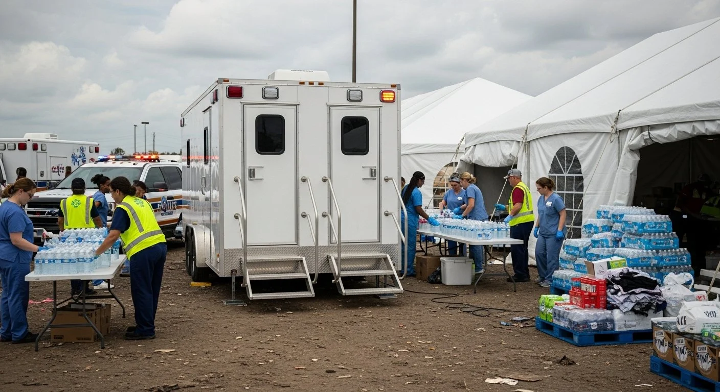 Emergency response restroom trailer rentals Central Indiana