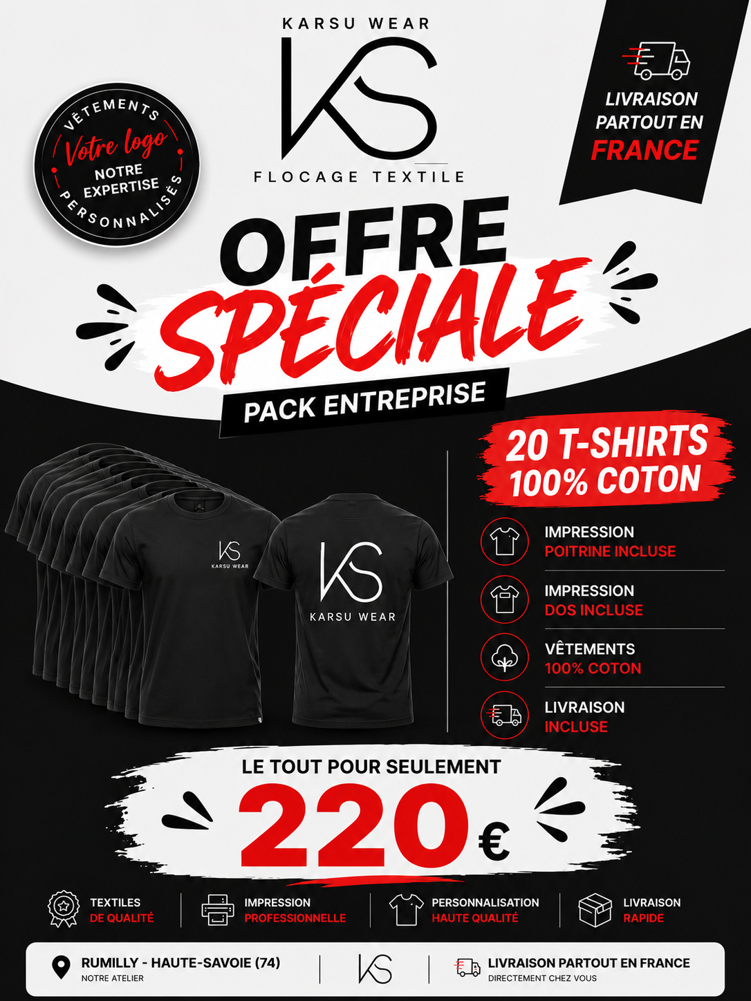 20 TSHIRTS PERSONNALISES