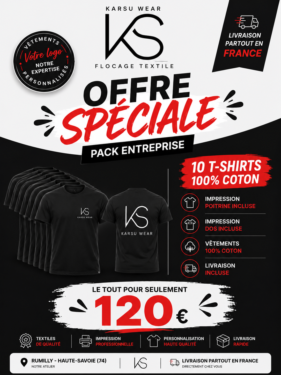 10 TSHIRTS PERSONNALISES