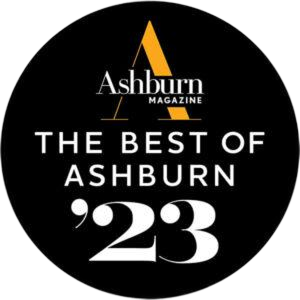 Ashburn Magazine logo with text 'The Best of Ashburn '23' on a black circular background.