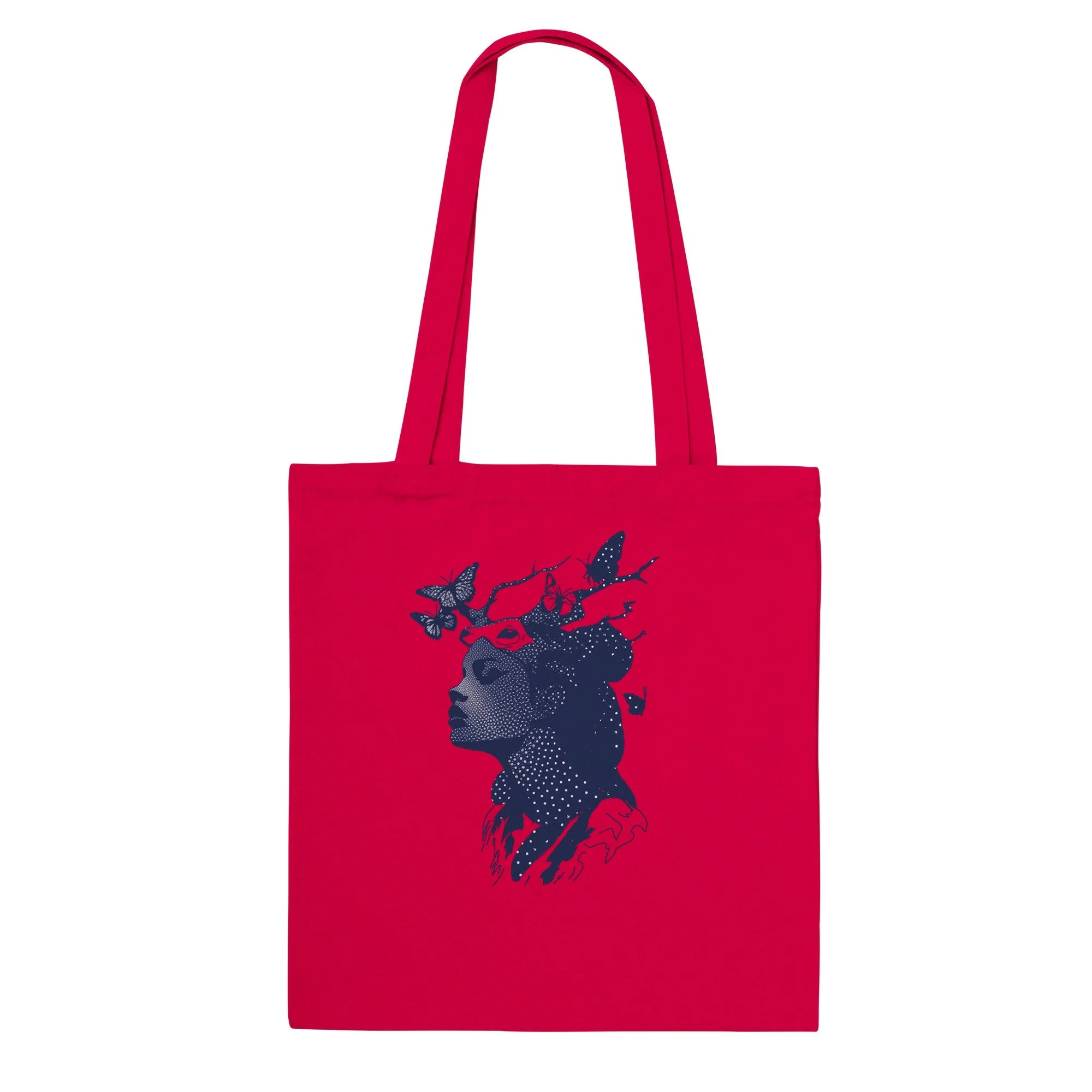 Blue Deerhead - Classic Tote Bag Red