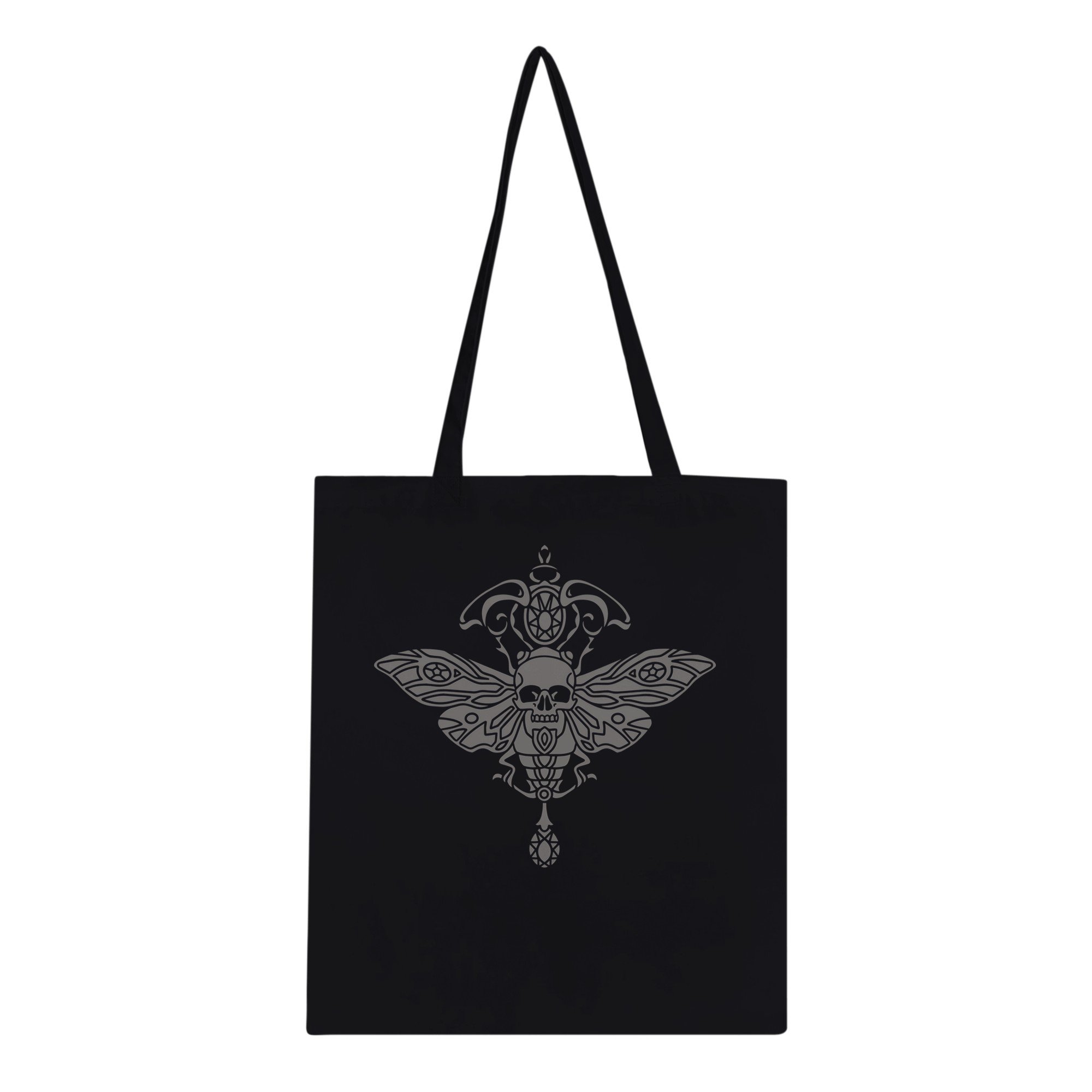 Grey Winged Skull -  Classic Tote Bag Black