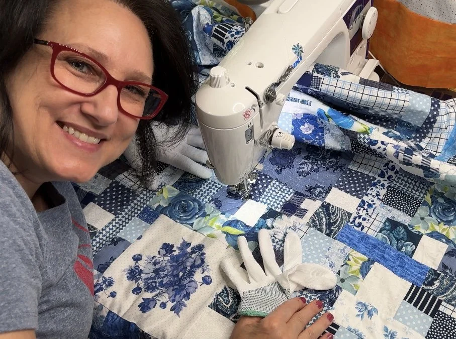 Learn how to free motion quilt on a domestic home sewing machine.