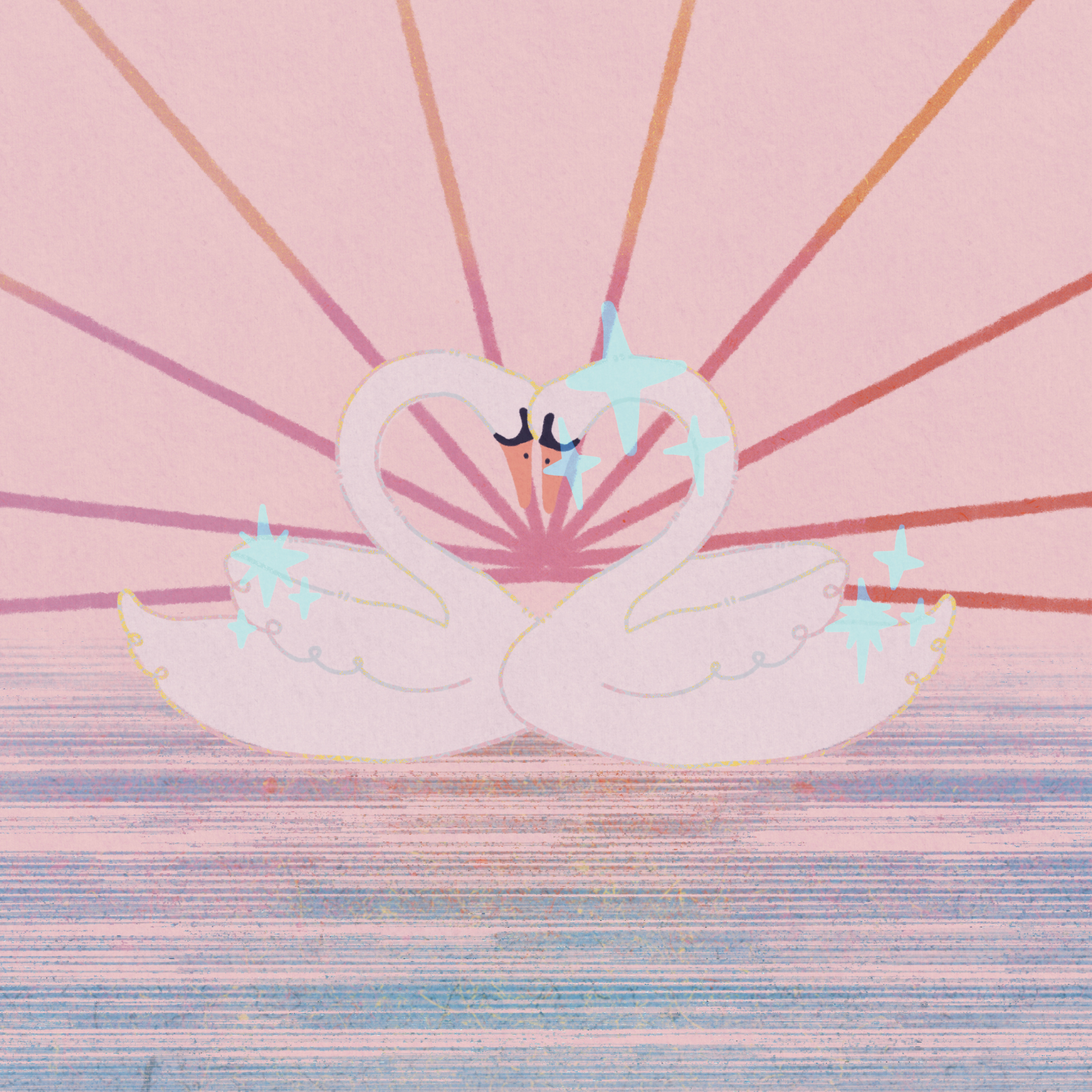 A Lifetime with You Swans 4x4" print