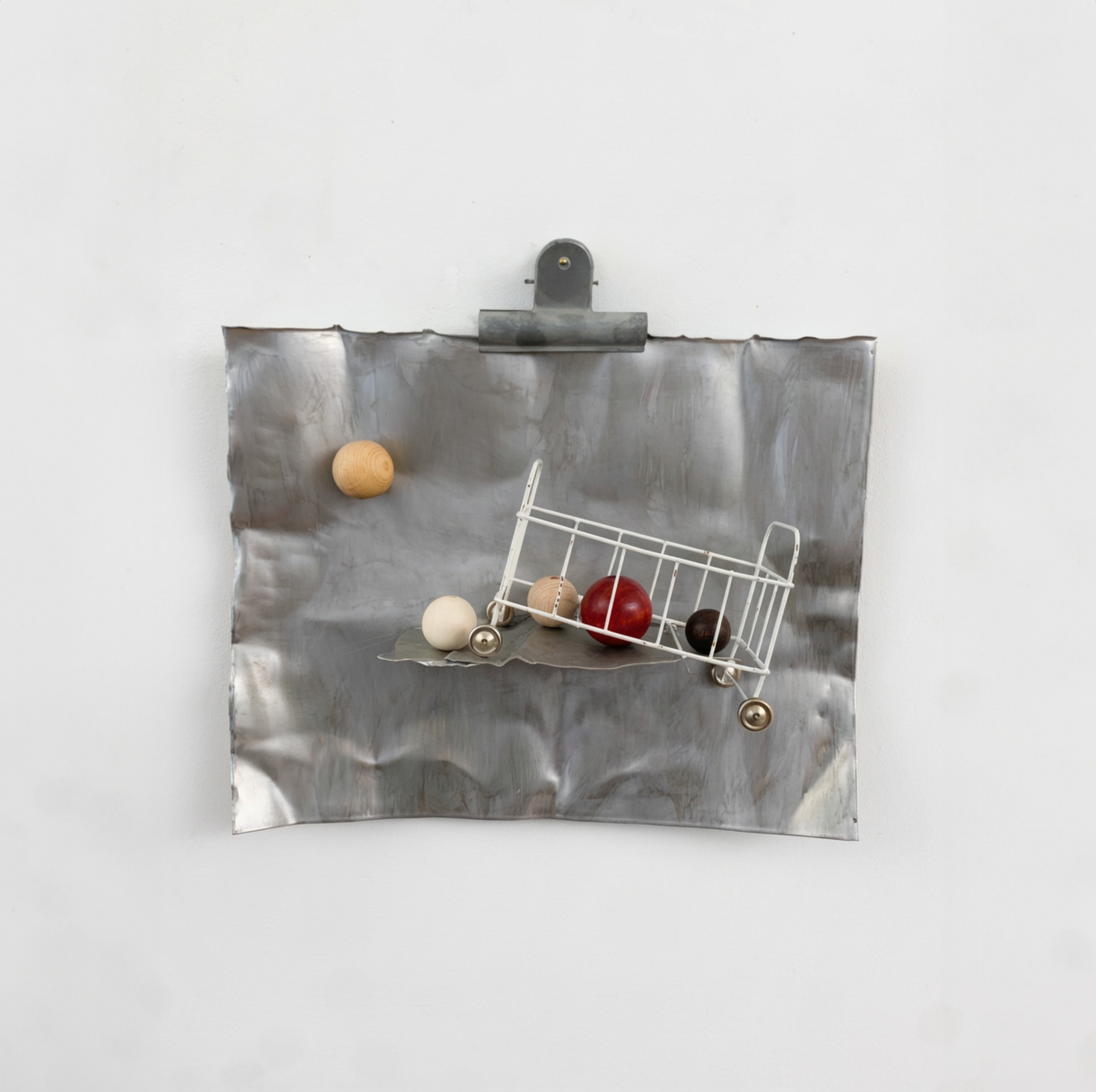 Untitled, 34cm x 38cm x 12cm, steel, aluminum, copper, wood, paint, 2026