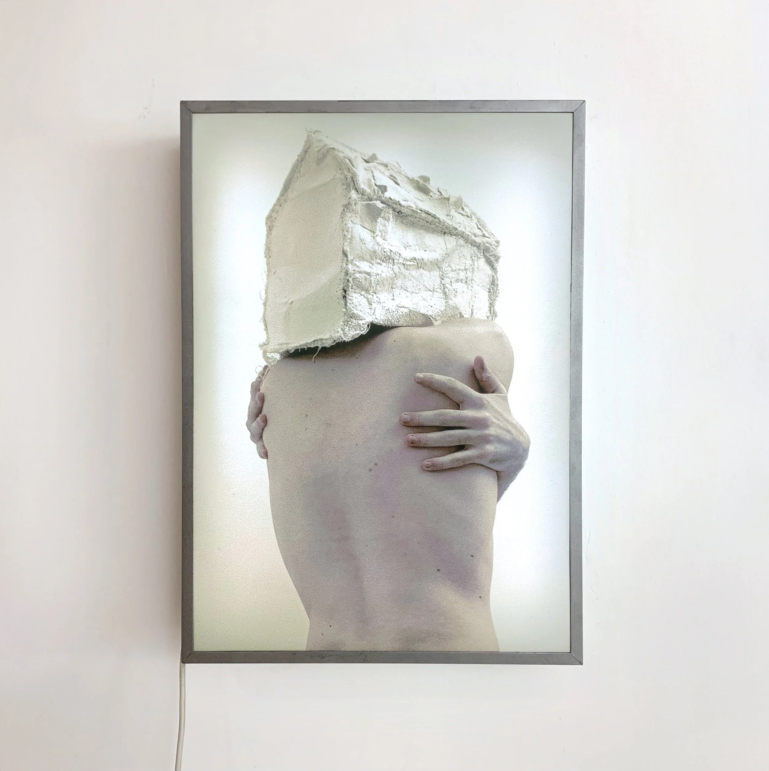 Let Me be the hill You build your house upon, 56cm x 40cm x 10cm, photo print in backlit aluminum frame, 2024