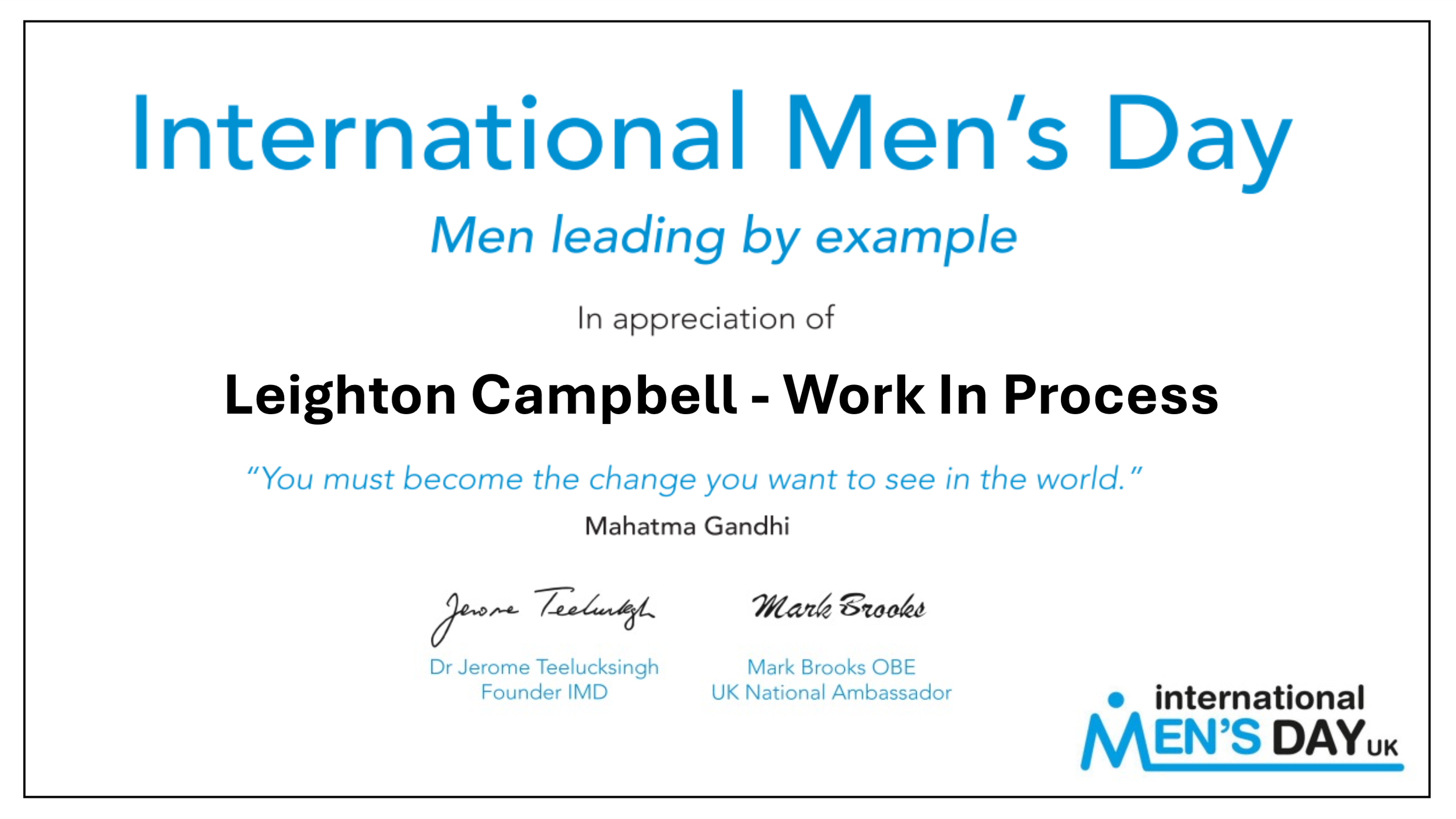 Leighton Campbell - International Mens Day