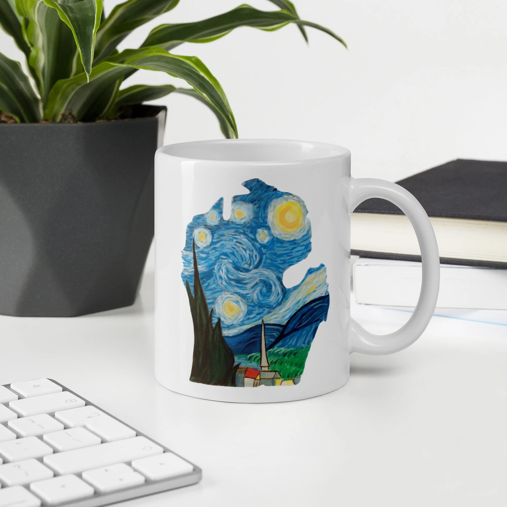 Starry Night White glossy mug