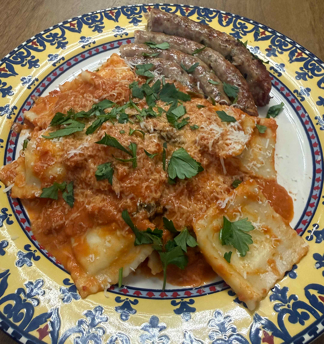 Homemade Vodka Sauce and Ravioli