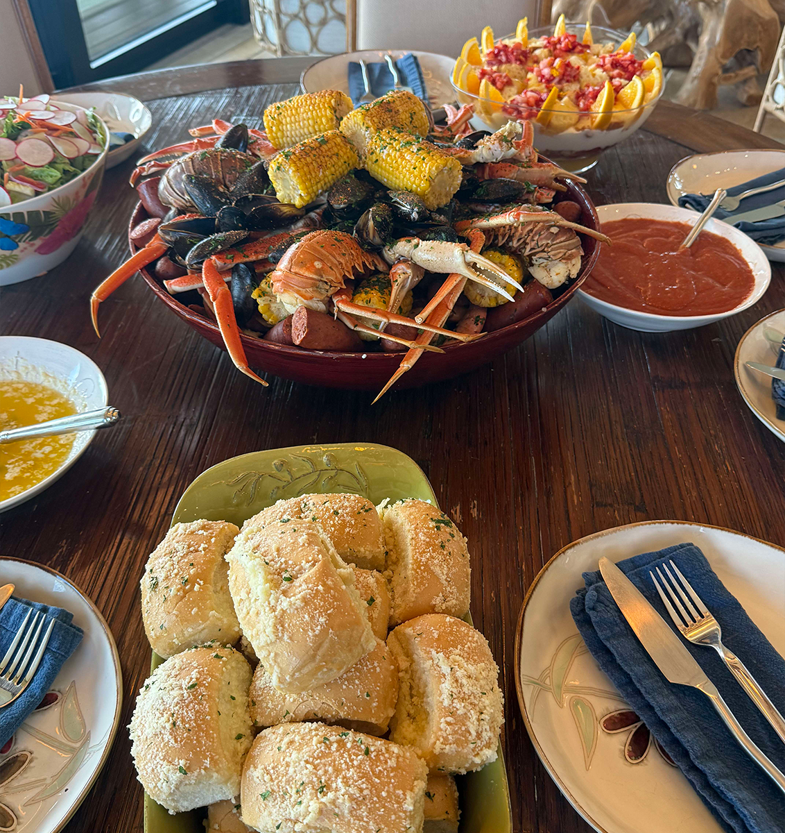 Seafood Boil served Family Style