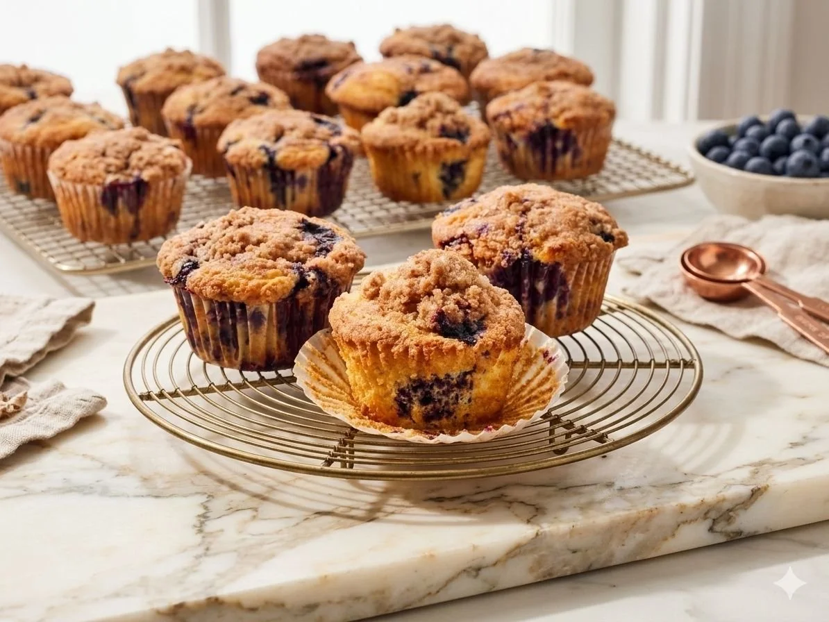 Caja de muffins de arandano azul con costra de canela (12 piezas.)