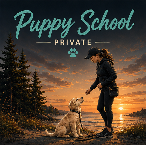 Puppy School private puppy training program at East Isle K9 by Sara