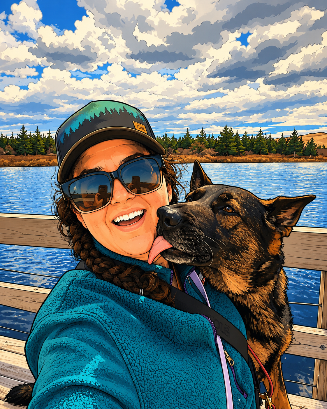Dog trainer with her dog at Greenwich, Prince Edward Island.