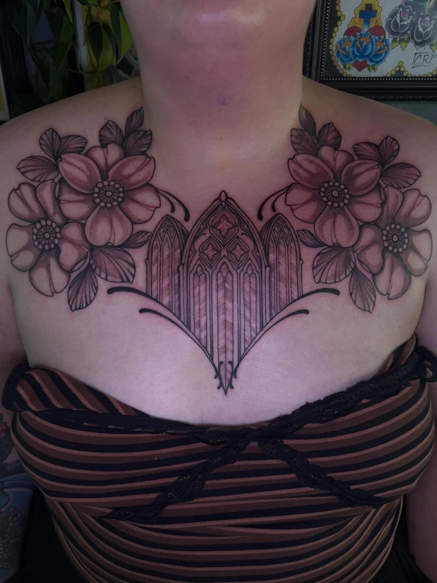 Chest piece for @mal_kateh ! Thanks for sitting so tough!🖤 

Dm me to book! 

#tattoos #tattooartist #femaletattooartists