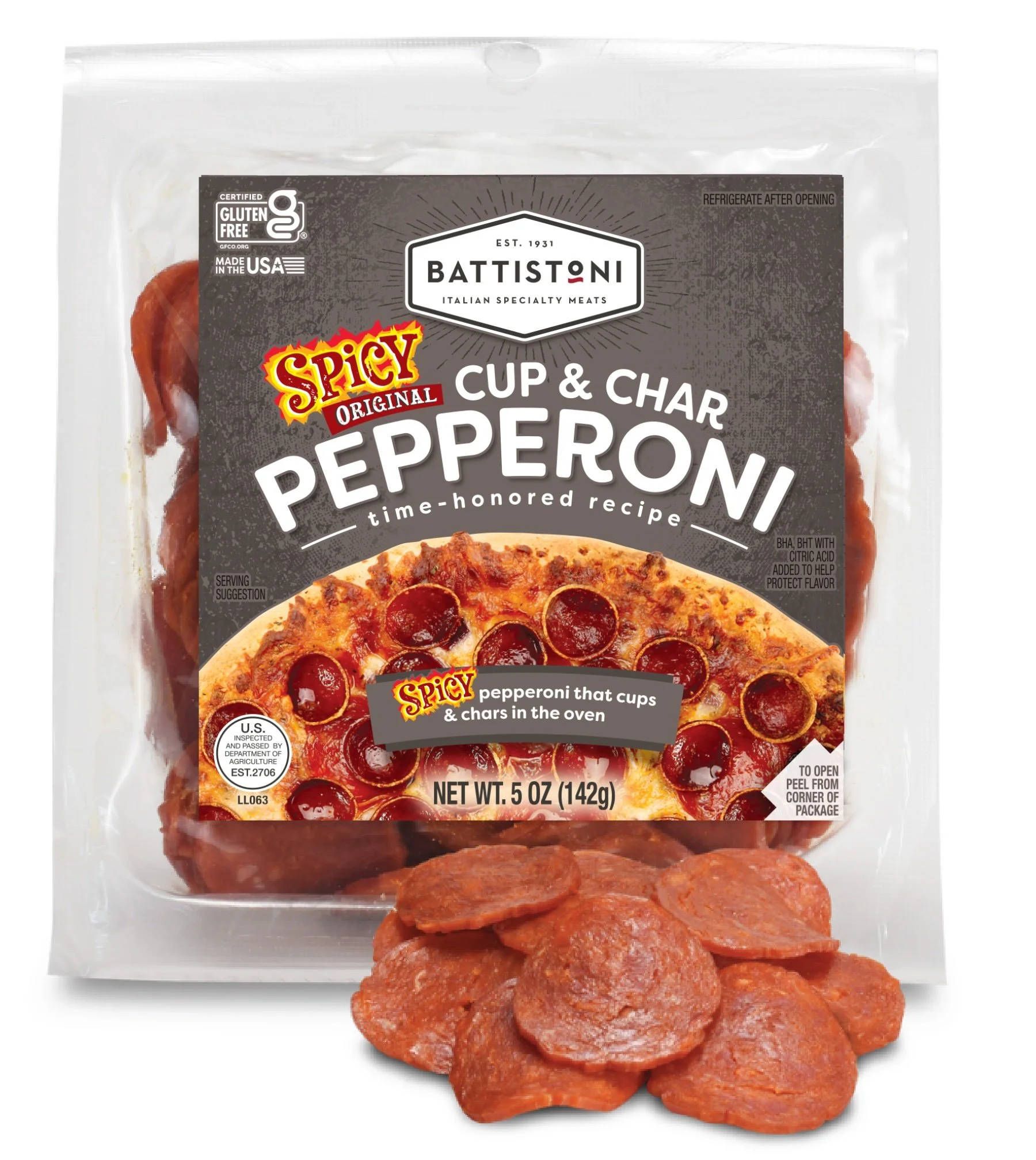 Battistoni Battistoni Sliced Cup and Char Buffalo Style Pepperoni, 5oz — product image
