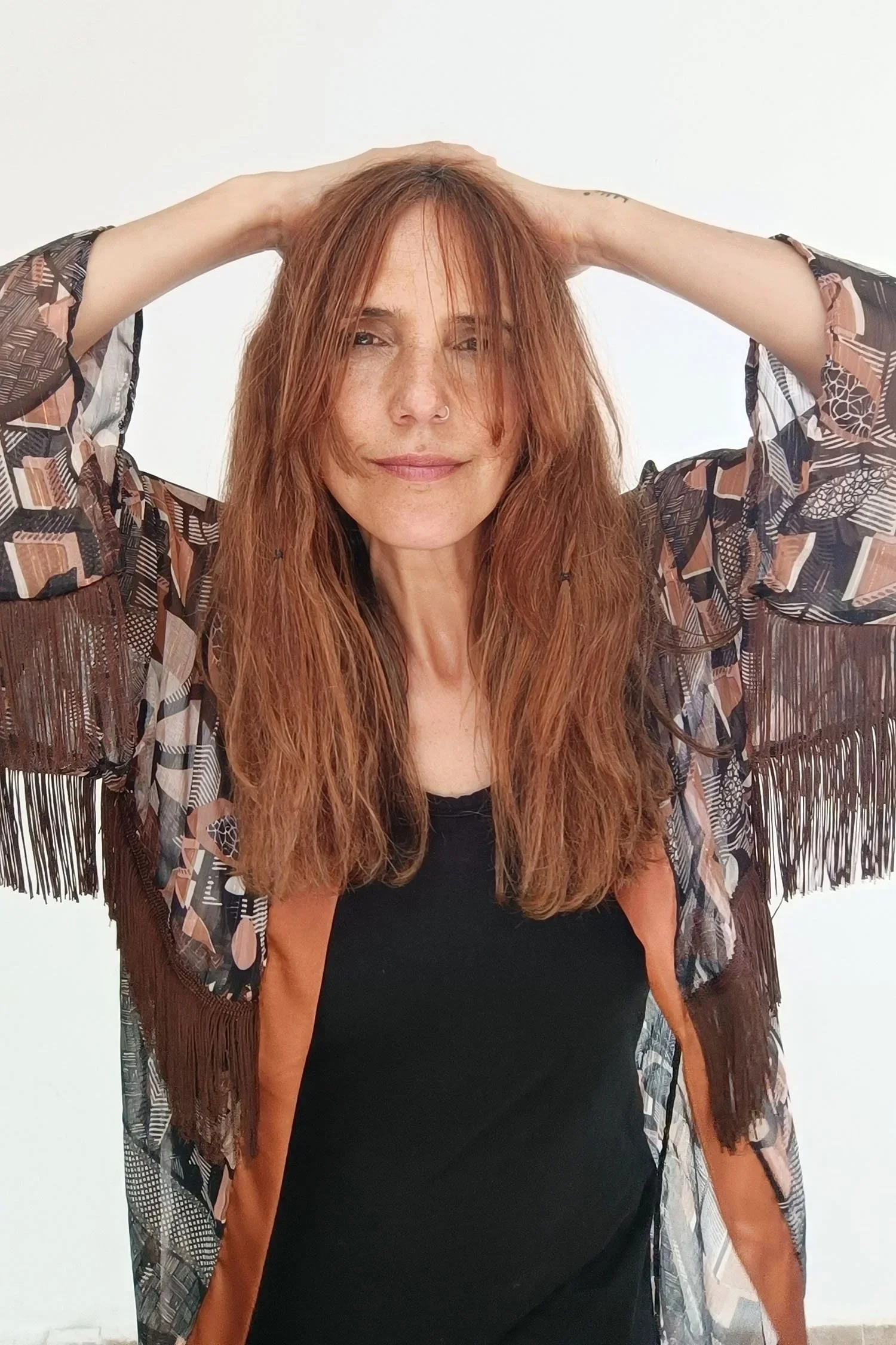 Kimono Boho Transparente en Tonos Tierra