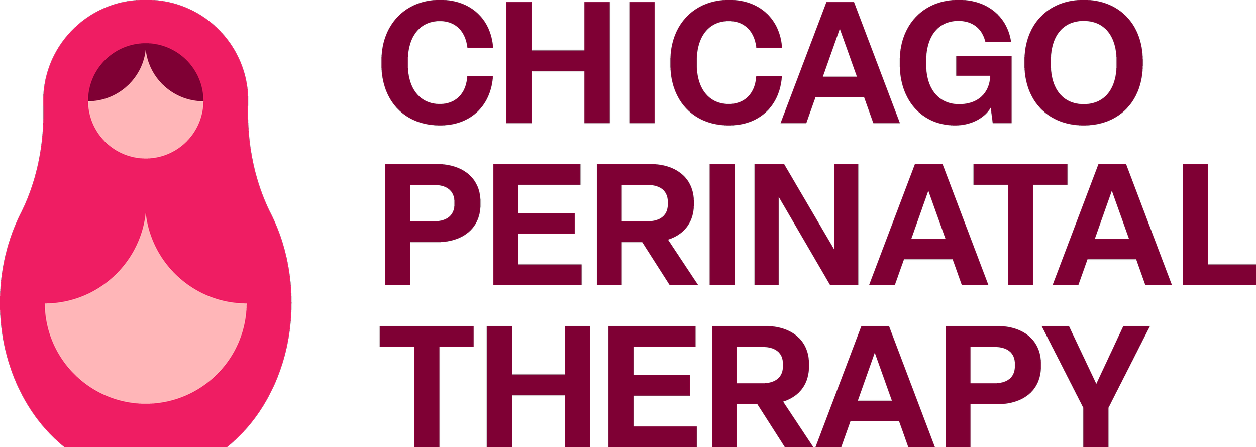 Logo for Chicago Perinatal Therapy featuring a stylized nesting doll and the text 'Chicago Perinatal Therapy' in purple.
